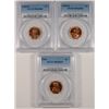 Image 1 : ( 3 ) PCGS GRADED MS-66 RED LINCOLN CENTS:  1944, 1955-D & 1958-D