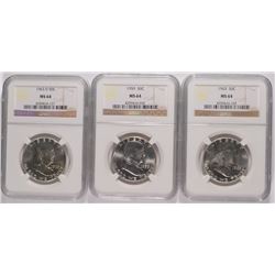 1959, 63 & 63-D FRANKLIN HALF DOLLARS, NGC MS-64
