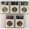 Image 2 : LOT OF ( 5 ) 1985-D KENNEDY HALF DOLLARS, NGC MS-66