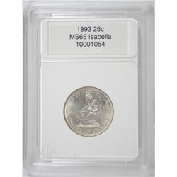 1893 ISABELLA QUARTER, CCGS GEM UNC, BLAST WHITE, RARE BEAUTIFUL COIN!