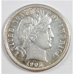 1905-S BARBER DIME, AU-53