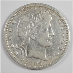 1904-O BARBER QUARTER,  VF