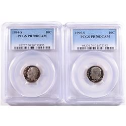 1994-S, & 95-S ROOSEVELT DIMES PCGS PR-70 DCAM