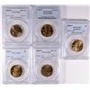 Image 1 : (5) SACAGAWEA DOLLARS 3 - 2000-P, 1- 2000-D PCGS MS67  & 05-P SATIN FINISH SP-68