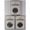 Image 1 : 1965 SMS, 1966 SMS & 1967 SMS KENNEDY HALF DOLLARS ALL NGC MS-66
