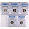 Image 1 : (5) JEFFERSON NICKELS PCGS PR-69 DCAM