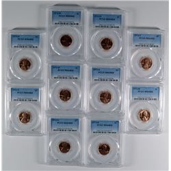 ( 10 ) PCGS GRADED MS-64 RED LINCOLN CENTS:  ( 5 ) 1973-D & ( 5 ) 1973-S