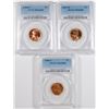 Image 1 : ( 3 ) PCGS GRADED MS-66 RED LINCOLN CENTS: 1940-S, 57-D & 58-D