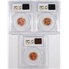 Image 2 : ( 3 ) PCGS GRADED MS-66 RED LINCOLN CENTS: 1945, 57-D & 58-D
