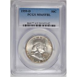 1959-D FRANKLIN HALF PCGS MS-65 FBL