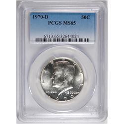 1970-D KENNEDY HALF DOLLAR, PCGS MS-65  BETTER DATE