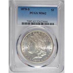 1878-S MORGAN SILVER DOLLAR, PCGS MS-62