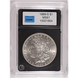 1889-S MORGAN SILVER DOLLAR, CCGS CHOICE BU  SEMI-KEY
