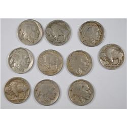 (10) 1916-S BUFFALO NICKELS