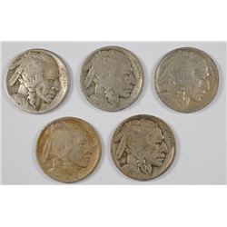 (5) 1916-D BUFFALO NICKELS