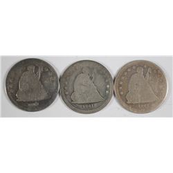(3) 1861 SEATED QUARTERS