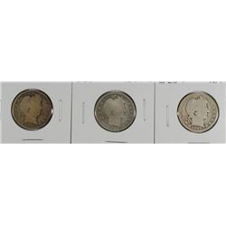 (3) 1897-O BARBER QUARTERS