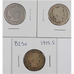 (3) 1915-S BARBER QUARTERS