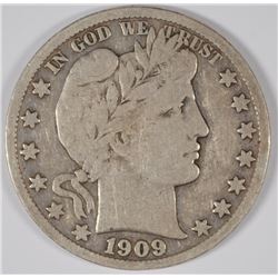 1909-S BARBER HALF DOLLAR F/VF