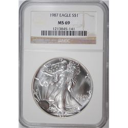 1987 SILVER AMERICAN EAGLE NGC MS-69