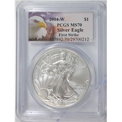 2014-W SILVER AMERICAN EAGLE PCGS MS-70 !!!! (FIRST STRIKE)