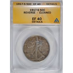 1917-S REV. WALKING LIBERTY HALF DOLLAR ANACS EF-40 DETAILS CLEANED