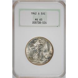 1942-S WALKING LIBERTY HALF DOLLAR NGC MS-65