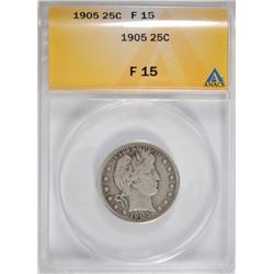 1905 BARBER QUARTER ANACS F-15