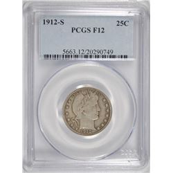 1912-S BARBER QUARTER PCGS F-12
