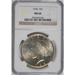 1925 PEACE DOLLAR NGC MS-64