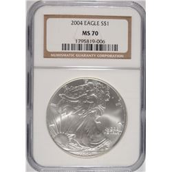 2004 AMERICAN SILVER EAGLE, NGC MS-70