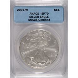 2007-W AMERICAN SILVER EAGLE, ANACS SP-70