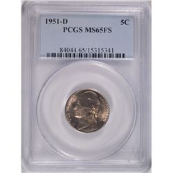 1951-D JEFFERSON NICKEL, PCGS MS-65 FULL STEPS