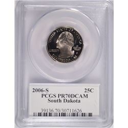2006-S SOUTH DAKOTA STATE QUARTER , PCGS PR-70 DCAM