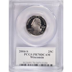 2004-S WISCONSIN STATE QUARTER, PCGS PR-70 DCAM