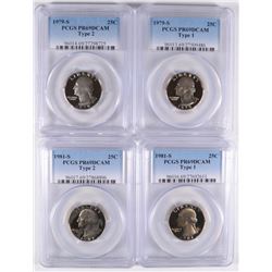 (4) WASHINGTON QUARTERS ALL PCGS PR-69 DCAM 79-S T-1, & T-2, 81-S T-1, T-2