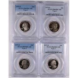 (2) 1979-S T-1, & (2) T-2 WASHINGTON QUARTERS PCGS PR-69 DCAM