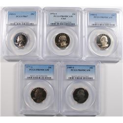 WASHINGTON QUARTERS 4 PCGS PR-69 DCAM 1976-S, 77-S, 80-S, 89-S, & 69-S PCGS PR67