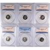 Image 1 : (6) SILVER ROOSEVELT DIMES PCGS PR-69 DCAM 1996-S, 99-S, 2000-S, 01-S, 02-S,03-S