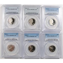 (6) JEFFERSON NICKELS PCGS PR-69 DCAM