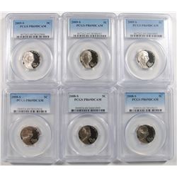 (6) JEFFERSON NICKELS PCGS PR-69 DCAM