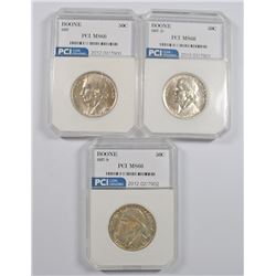 1937 BOONE P-D-S COMMEMORATIVE HALF DOLLAR SET, PCI SUPERB GEM BU