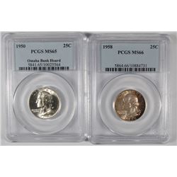 ( 2 ) PCGS GRADED WASHINGTON QUARTERS: 1950 MS-65 & 1958 MS-66