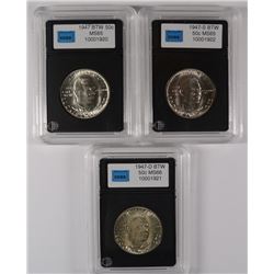 1947 P-D-S BOOKER T. WASHINGTON HALF DOLLAR SET, ALL GEM BU+