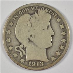 1913 BARBER HALF DOLLAR, GOOD  KEY DATE!