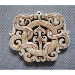 Hand Craved Jade Double Dragon pendant