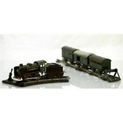 Lok R 880 + kolvagn, 3 vagnar 17190, 17200 och 17260 + räls + växel, Märklin, slitage, . EK 2.500...