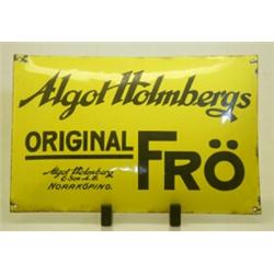 Emaljskylt, Algot Holmbergs Original Frö, 60x40, något sliten. SEK 1.000-1.200...