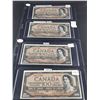 Image 1 : 1954 $100 (X4) FOUR IN SEQUENCE, CANADIAN BANK NOTES