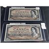 Image 2 : 1954 $100 (X4) FOUR IN SEQUENCE, CANADIAN BANK NOTES